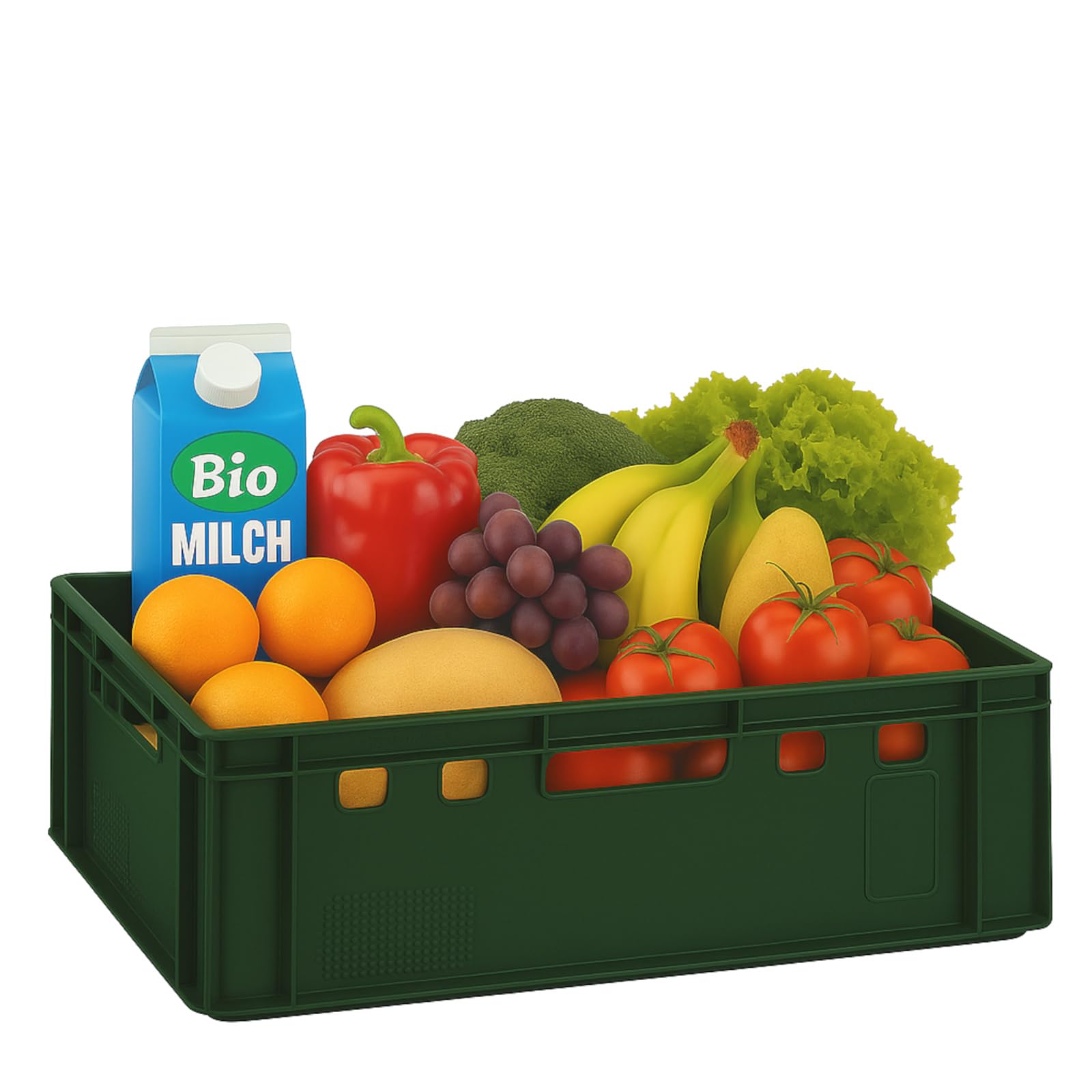 BURI 1 x scatola per carne E2 verde scuro, 60 x 40 x 20 cm, scatola impilabile | Eurobox Made in Germany per alimenti, robusta, impilabile