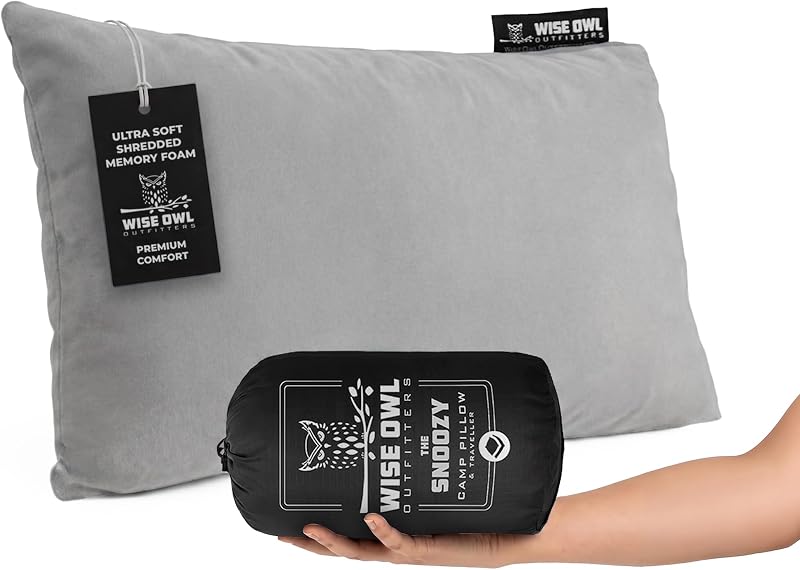Almohada de camping - Elementos esenciales de camping y almohada de viaje para aviones, camping y viajes - Almohada lavable de espuma viscoelástica - Pequeña/mediana