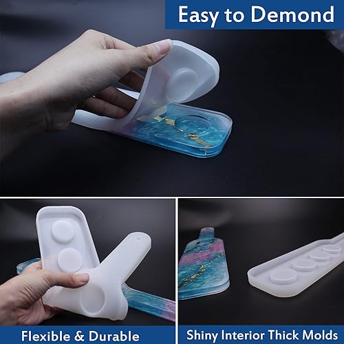 Miniatura 3 de RESINWORLD Molde para bandeja de servir de vidrio de chupito, molde de soporte para resina, 4 agujeros, bandeja de vasos de chupito, molde de