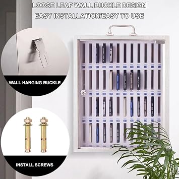 48 Slots Wall-Mounted Cell Phone Cabinet Stainless Steel Storage Cabinet With Portable Handle Key Lock & Handwritten Tags For Classroom Office Gym
