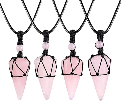 Miniatura 3 de Nupuyai Collar con colgante de punto de cristal curativo para mujeres y hombres, péndulo de piedra hexagonal para adivinación, cordón ajustable de