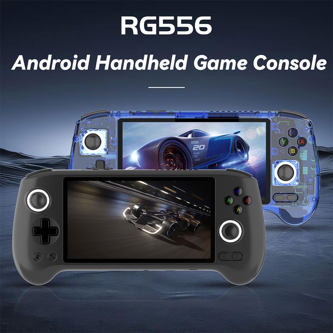Mious RG556 przenośna konsola do gier 5,48" z systemem Android, bez gry, akumulator 5500 mAh, wielofunkcyjna konstrukcja, przenośna konsola do gier (8 + 128 g/czarna)