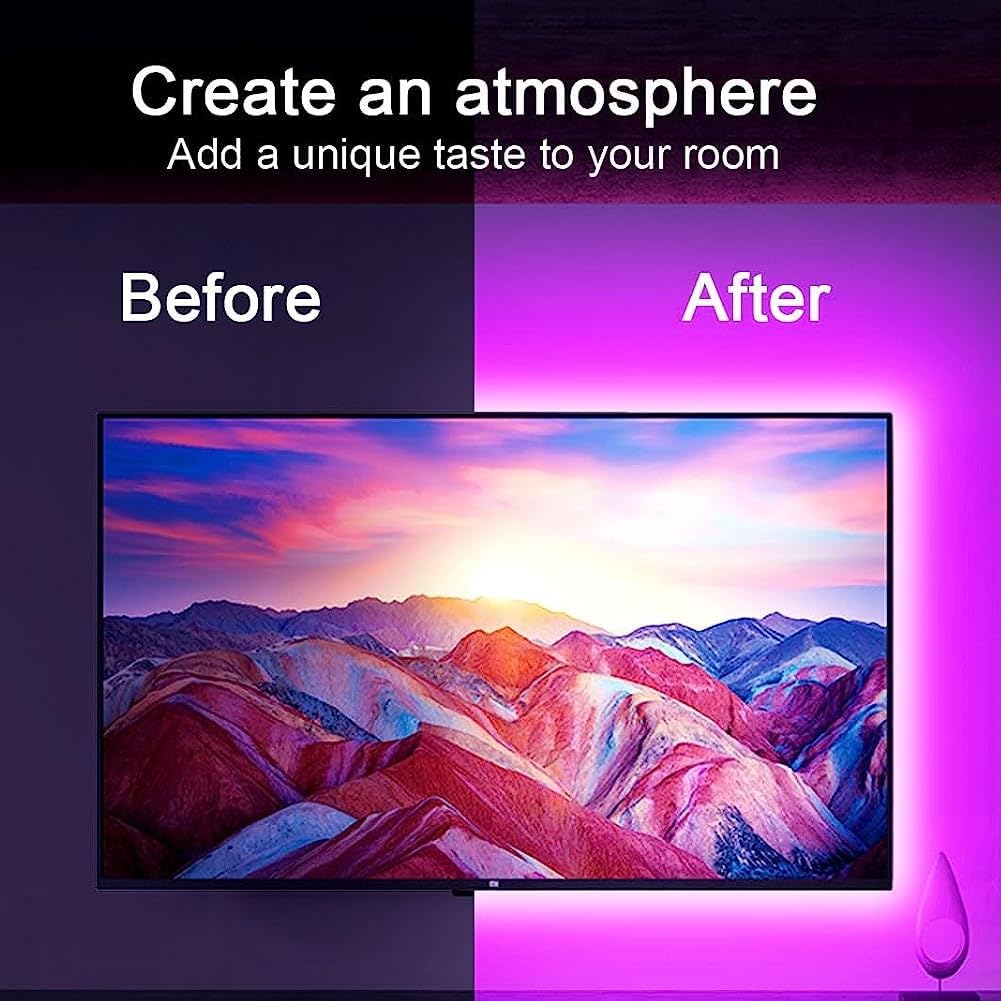 Bande LED de rétroéclairage pour écran TV, bande lumineuse RVB à couleur changeante avec contrôle par application mobile, chambre à coucher, etc, pour jeu TV,barre lumineuse à contrôle LED intelligent