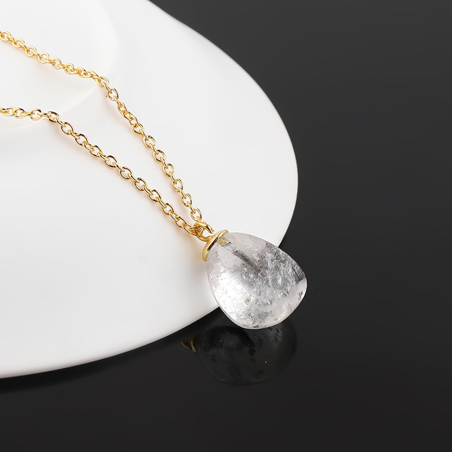 Natural Gemstones Pendant Necklace Polished Tumbled Crystals Necklace Handmade Jewelry Unique Fashion Jewelry For Women Adjustable Chain 18inch - Image 3