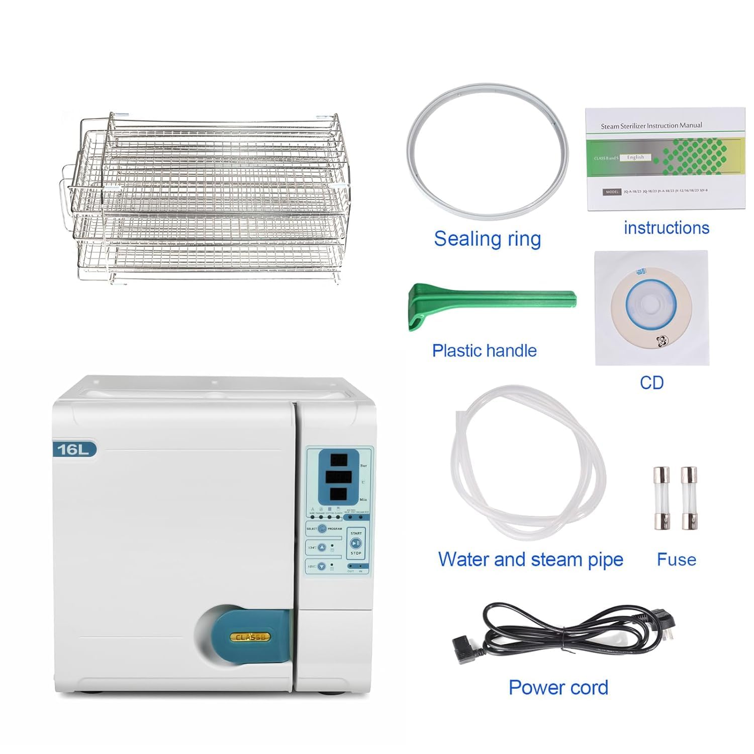 Getidy 16L/23L Labor Pre-Vakuum Dampfautoklav Sterilisator Klasse B mit trocknender Funktion JY-23 (16L)