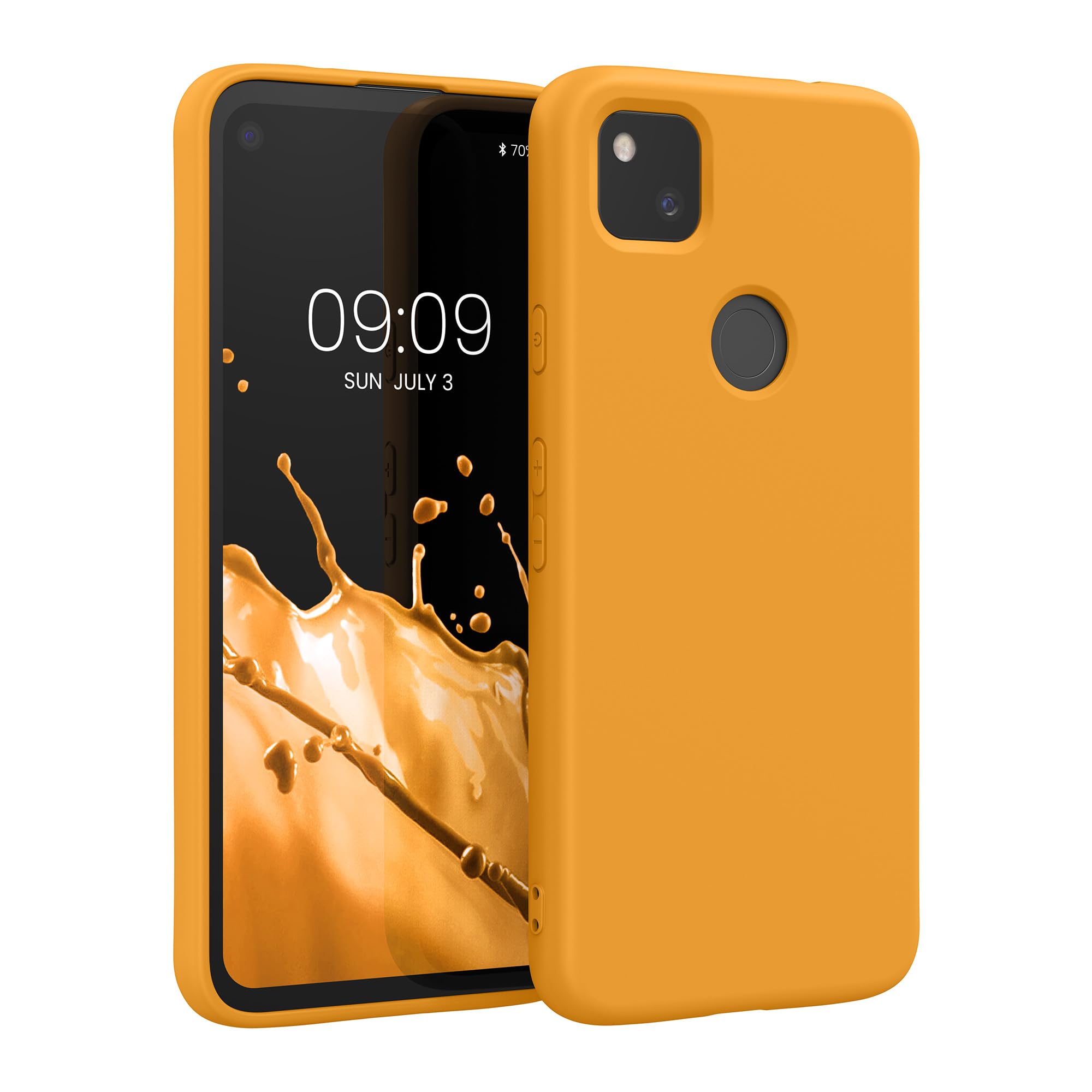 kwmobile Case Compatible with Google Pixel 4a Case - Slim Protective TPU Silicone Phone Cover - Mango