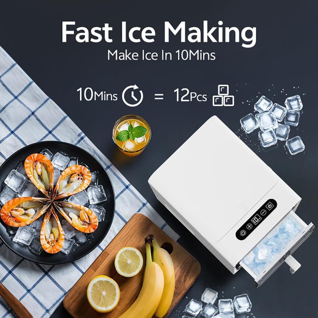 Produttore di ghiaccio per pepite da banco da 120W, produce 33lb di ghiaccio masticabile in 10 minuti.Macchina portabile del ghiaccio auto-pellente per l'ufficio del bar camper della cucina domestica,