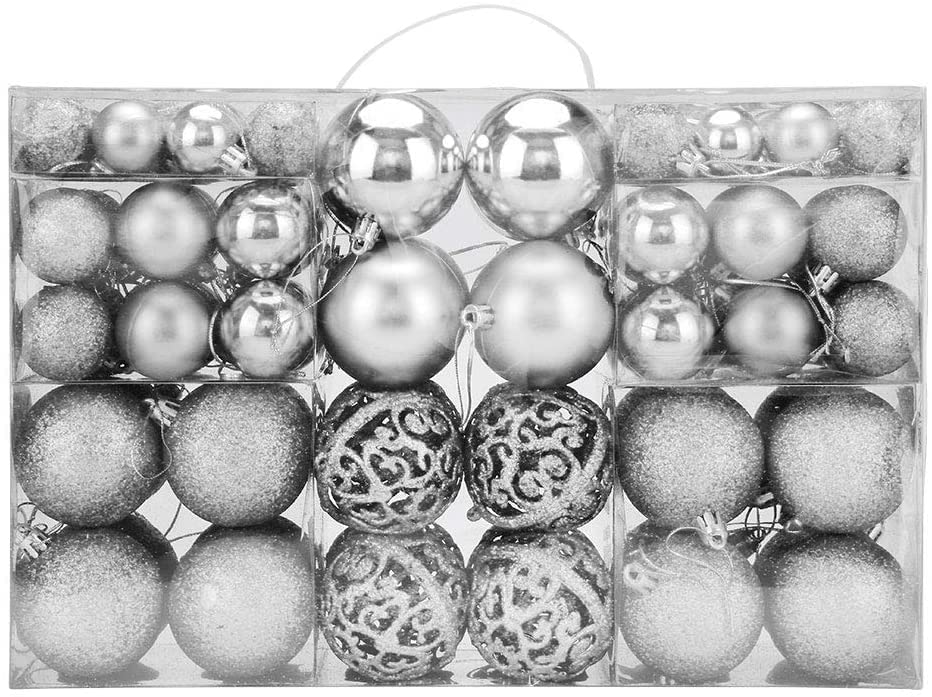100 Palline Di Natale Infrangibili | Argento | Diametri 3/4/6 Cm Con Gancio - Foto 5