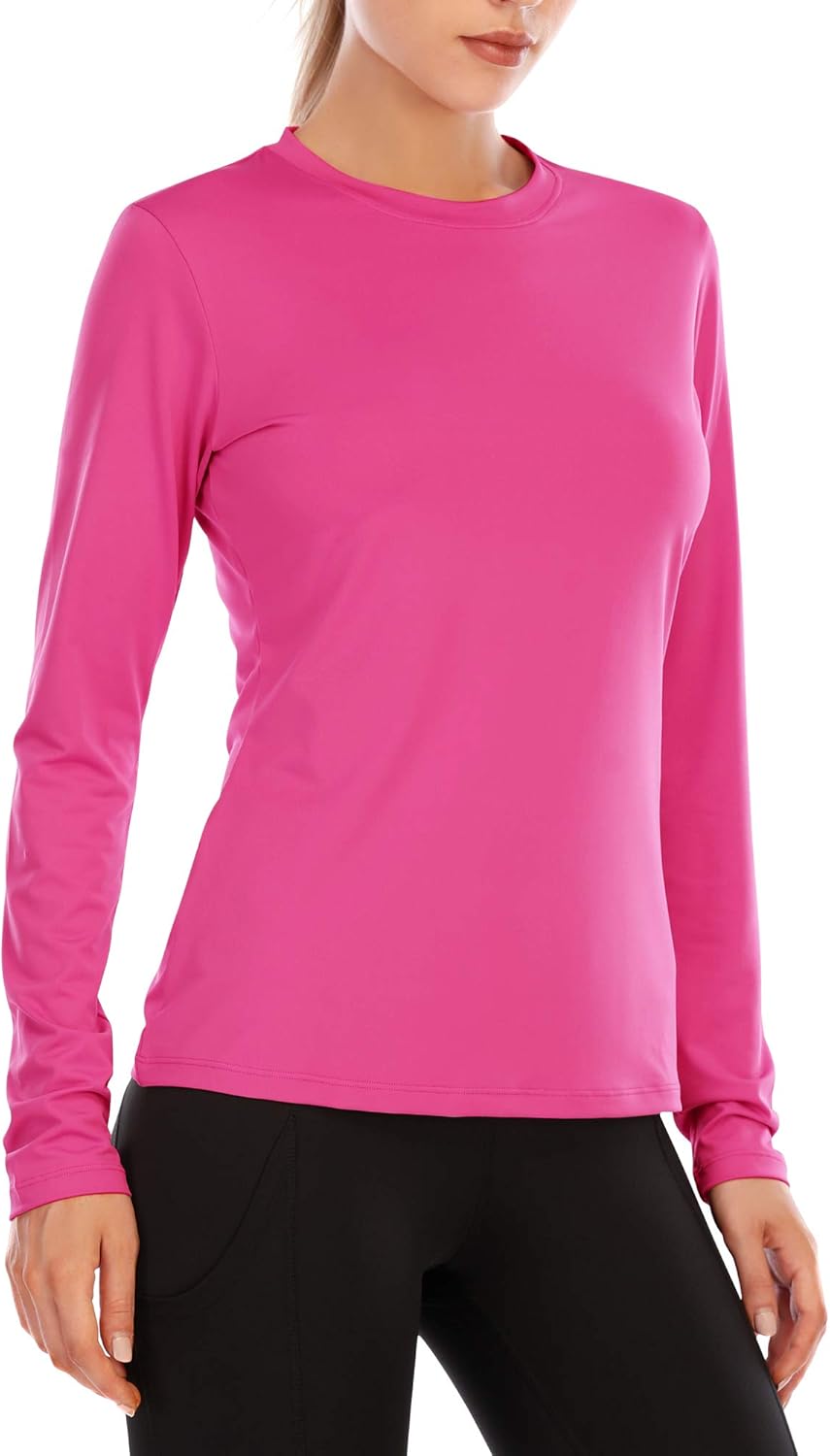 isnowood Women's Sun Protection Long Sleeve Shirts, UPF 50+ UV Rash Guard Swim Clothing, Workout Hiking Running Athletic Tops