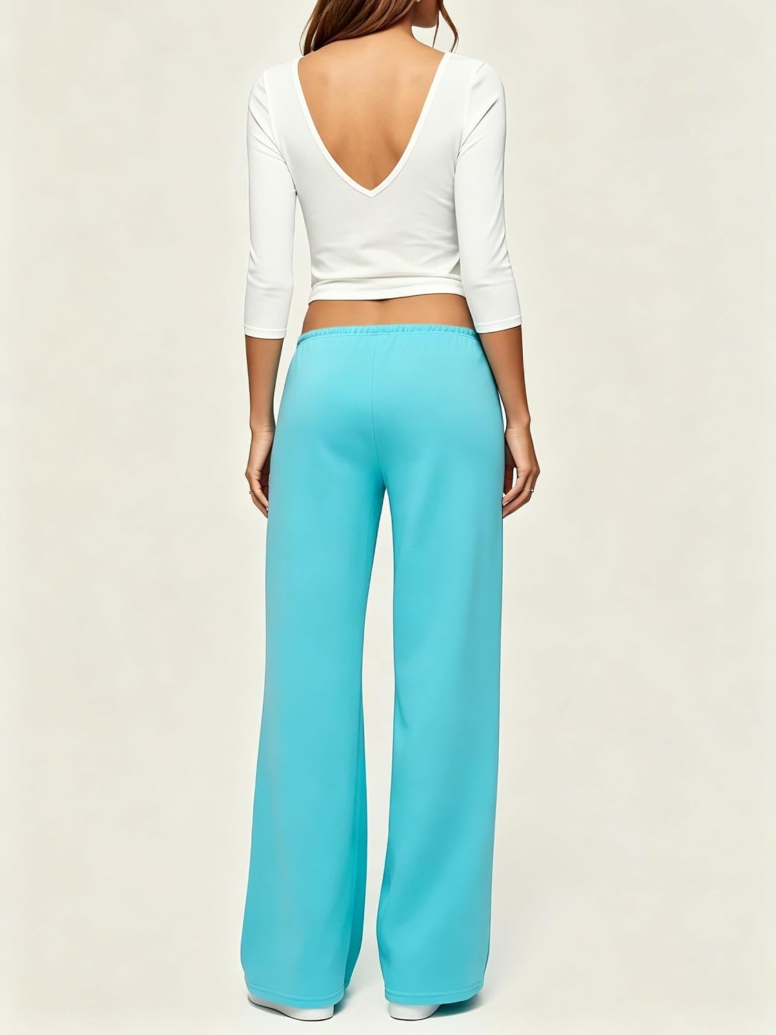 Womens Low Rise Straight Leg Sweatpants – Drawstring Casual Lounge