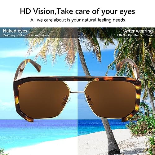 Image of FEISEDY Men Women Sunglasses Aviator, Square 70s Frame, Vintage Retro Trendy UV400 Sun Glasses B2398
