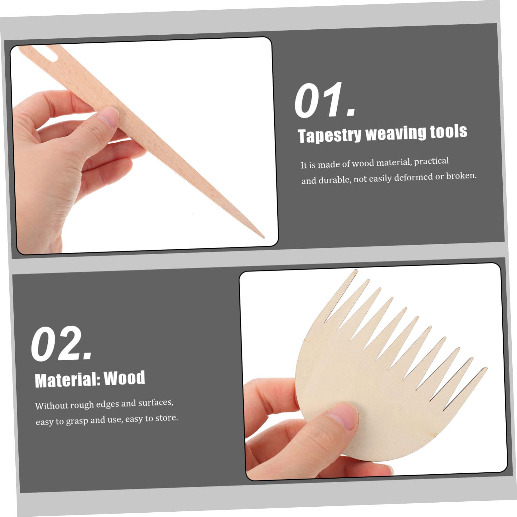 SHINEOFI 3 Juegos herramientas para tejer tapices Ergonómico kit que se avecina talón agujas de tejer agujas tejer accesorios de costura herramienta de artesanía de tejido de madera Khaki