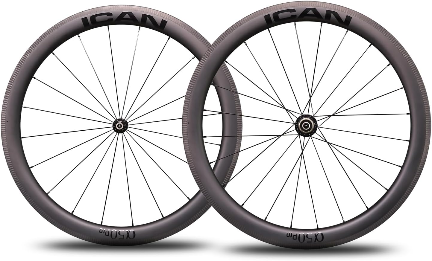 ICAN Alpha 40/50/55 Pro 1421g/1502g/1521g Carbon Road Bike Wheelset 700C Rim Brake Clincher Tubeless Ready