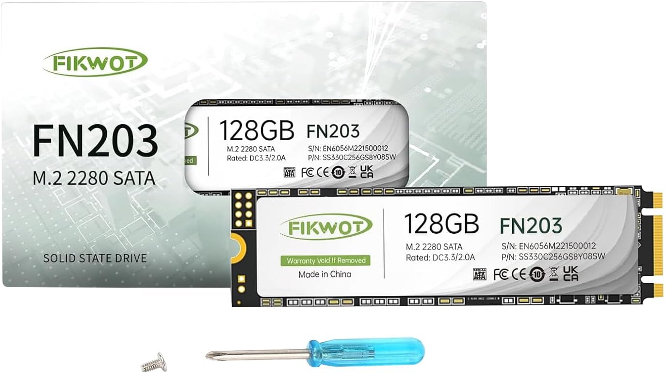 FN203 128GB M.2 SATA SSD - SLC Cache 3D NAND TLC SATA III 6Gb/s M.2 2280 Internal Solid State Drive, Up to 550MB/s, Compatible with Ultrabooks, Tablet Computers and Mini PCS