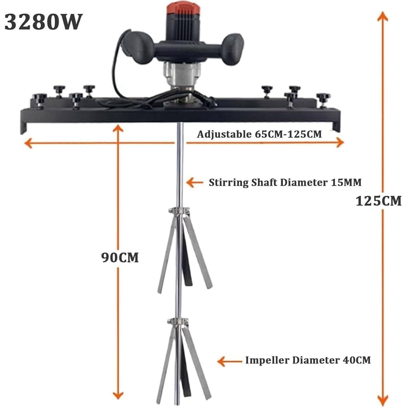 Mezclador eléctrico de pintura con velocidad ajustable de 0 a 800 RPM, cuchillas dobles y eje de acero inoxidable para tinta, revestimiento, adhesivo