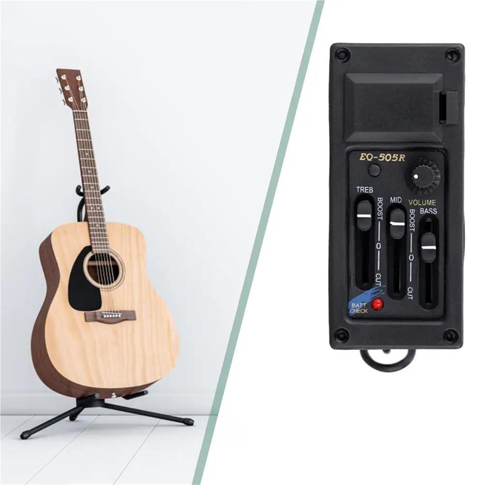 Standard Pickup Per Chitarra Kit Di Pickup Preamplificatore Equalizzatore EQ-505R 3 Bande EQ Amplificatore Piezoelettrico Per Chitarra Acustica Leggero Portatile Pickup Per Chitarra Musicale