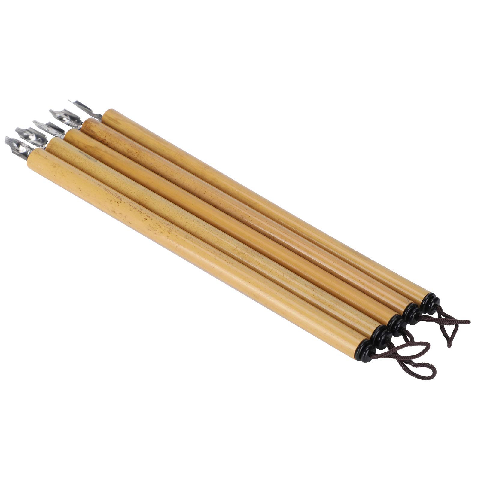 5 bolígrafos de caligrafía vintage de bambú con punta de bambú Qalam hecha a mano de manga Dip Ink Wooden Painting Kit School SuppliesNatural Nib (1-5 plumas)