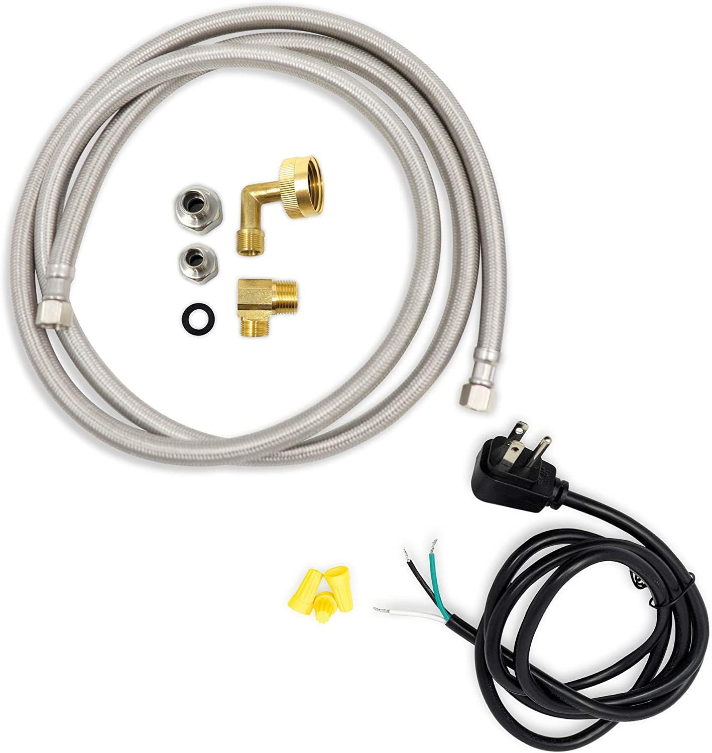 Universal Dishwasher Installation Kit with 6' Connector and Power Cord, Stainless Steel