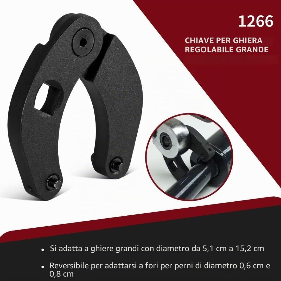 1266 Chiave regolabile per dadi a ghiandola e chiave universale per cilindri idraulici su pale gommate, attrezzature agricole e edili (set di 2)