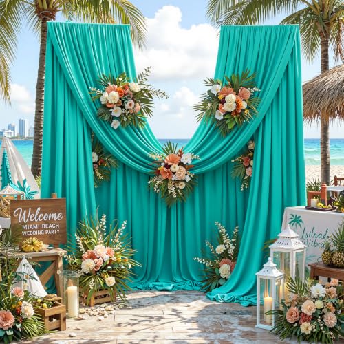 50FTx12FT Turquoise Backdrop Curtains for Weddings, Birthdays and Photos