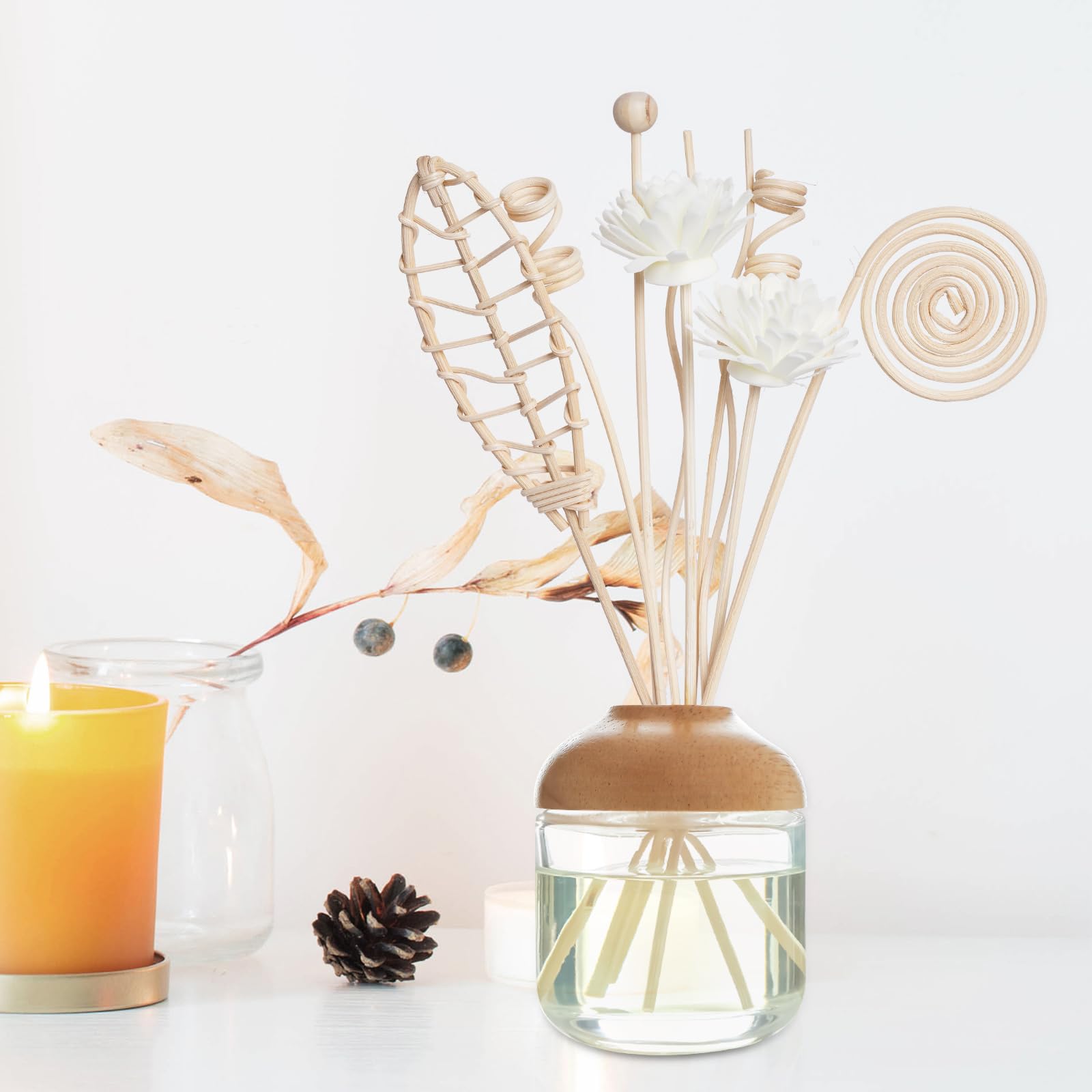 Lot de 12 bâtonnets diffuseurs de parfum en rotin pour décoration de bureau et d'intérieur
