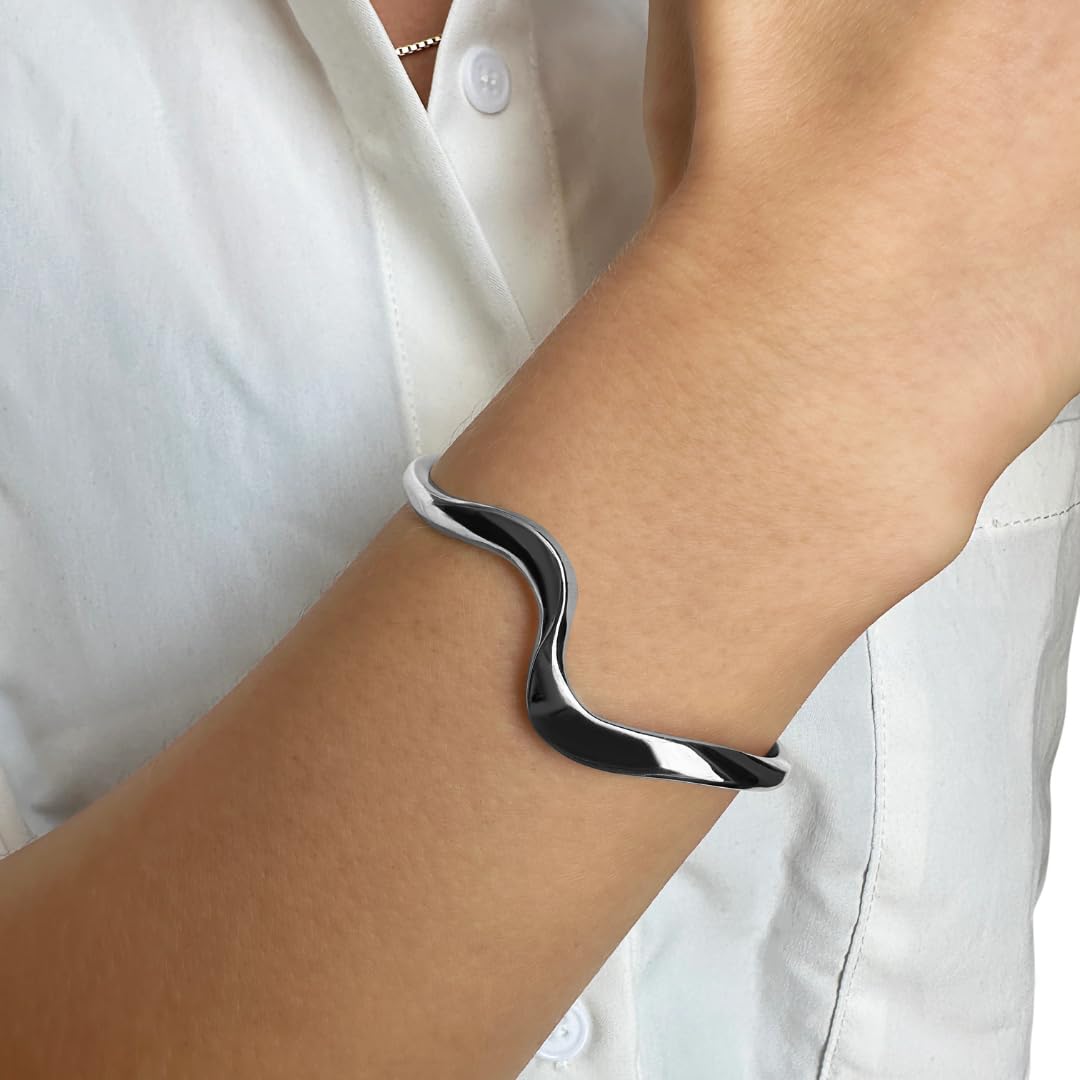 Bracciale rigido da donna in argento Sterling 925, regolabile, in confezione regalo