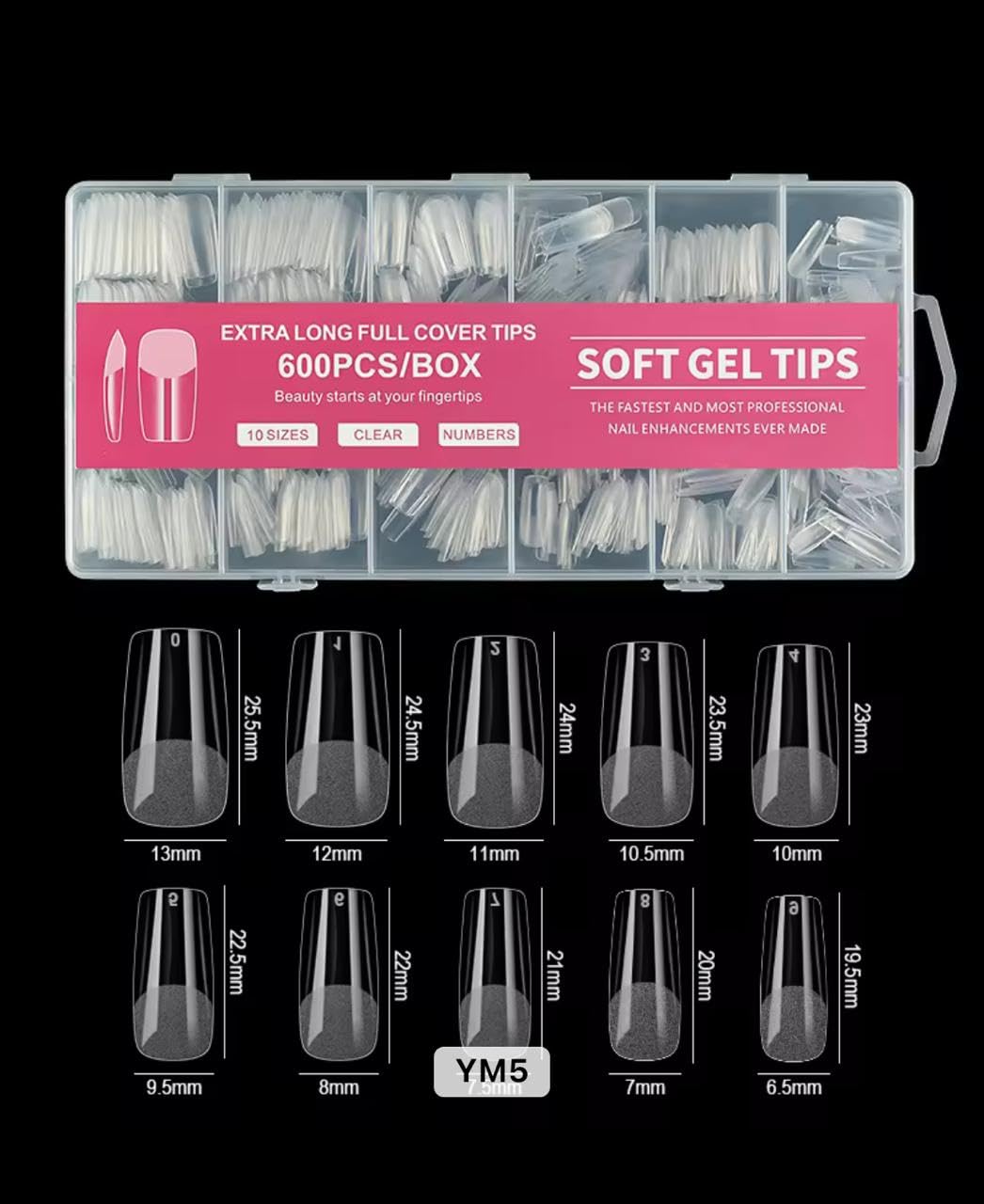 Bolt Bee False Nail Tips for Nail Art Full & Half Cover Acrylic Fake Nails with Case, Square Shaped Nail Extensions for Diy Nail Art & Salons | French Artificial Nails with Box for Manicure-(05,600pcs)-image-40
