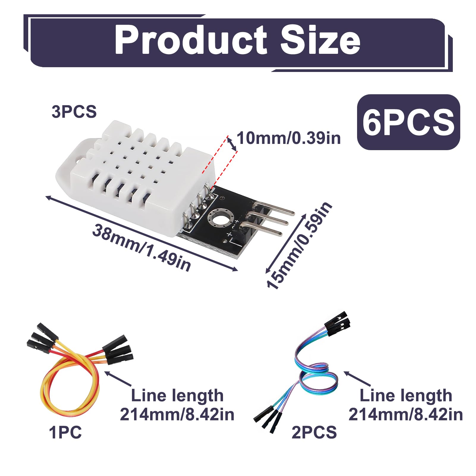 3-częściowy czujnik DHT22 AM2302 z kablem temperatury i wilgotności, moduł DHT22 kompatybilny z Arduino i Raspberry Pi, wysoka precyzja, idealny do stacji pogodowych, zastosowań domowych