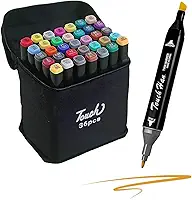Marcadores de Ponta Dupla de Álcool de 36 Cores Preto LUVINco Canetas Marcadoras de Arte com Porta-canetas para Crianças Adultos Colorir Pintar Esboçar (36)