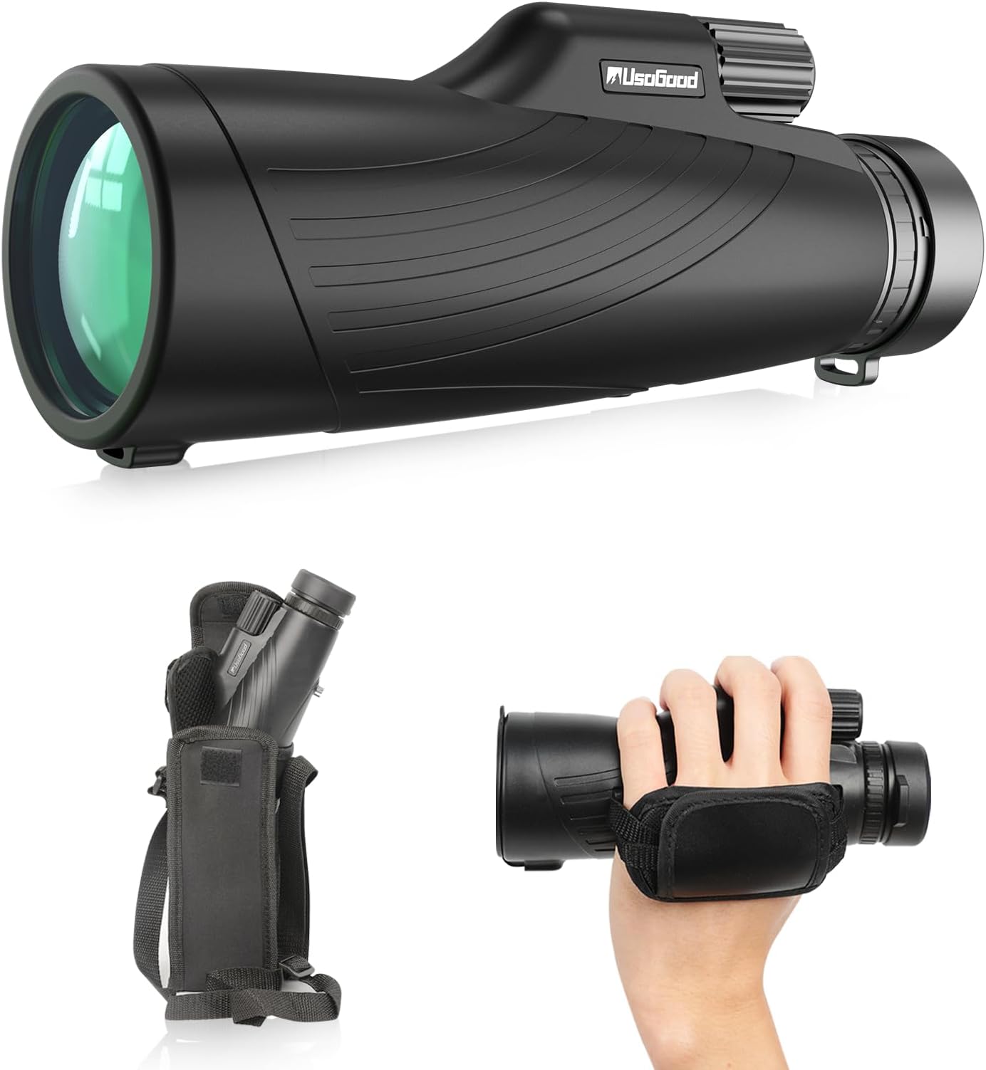 Usogood 12X52 Monocular Telescope, Monoculars for Adults High Power with BAK4 Prisms and FMC Lens, Compact Life Waterproof Monocular for Bird Watching Gifts Hiking Camping with Hand Strap