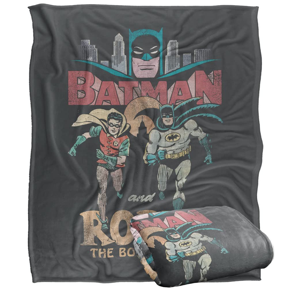Batman & Robin Classic TV Blanket - Officially Licensed - Silky Touch Super Soft Throw - 152 x 127 cm