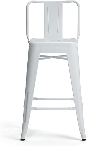 Miniatura 4 de SIMPLIHOME Rayne - Taburetes de encimera (juego de 2) – asientos de cocina de metal de 24 pulgadas de altura de asiento en blanco, asientos
