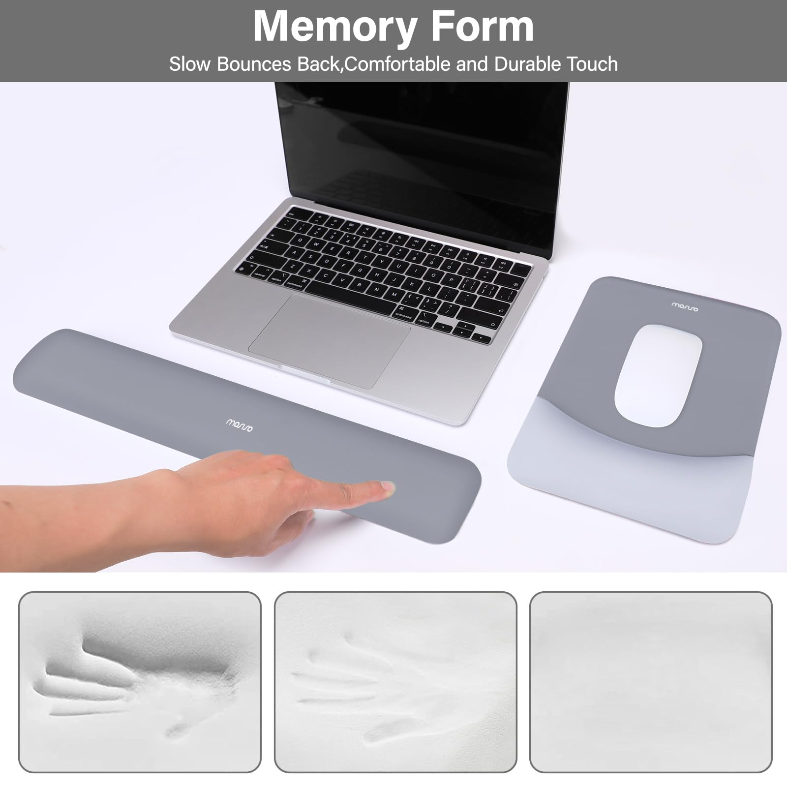 Tappetini per il Mouse Tastiera poggiapolsi e Mouse Pad Set - Comfy ergonomica morbida imbottitura in Memory Foam - antiscivolo polso supporto for mouse e tastiera Tappetino Mouse Poggiapolsi