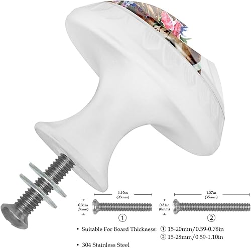 Miniatura 3 de Perillas redondas decorativas para armario de cocina, cajones de armario, cómoda, 12 unidades, acuarela, caballo y burro