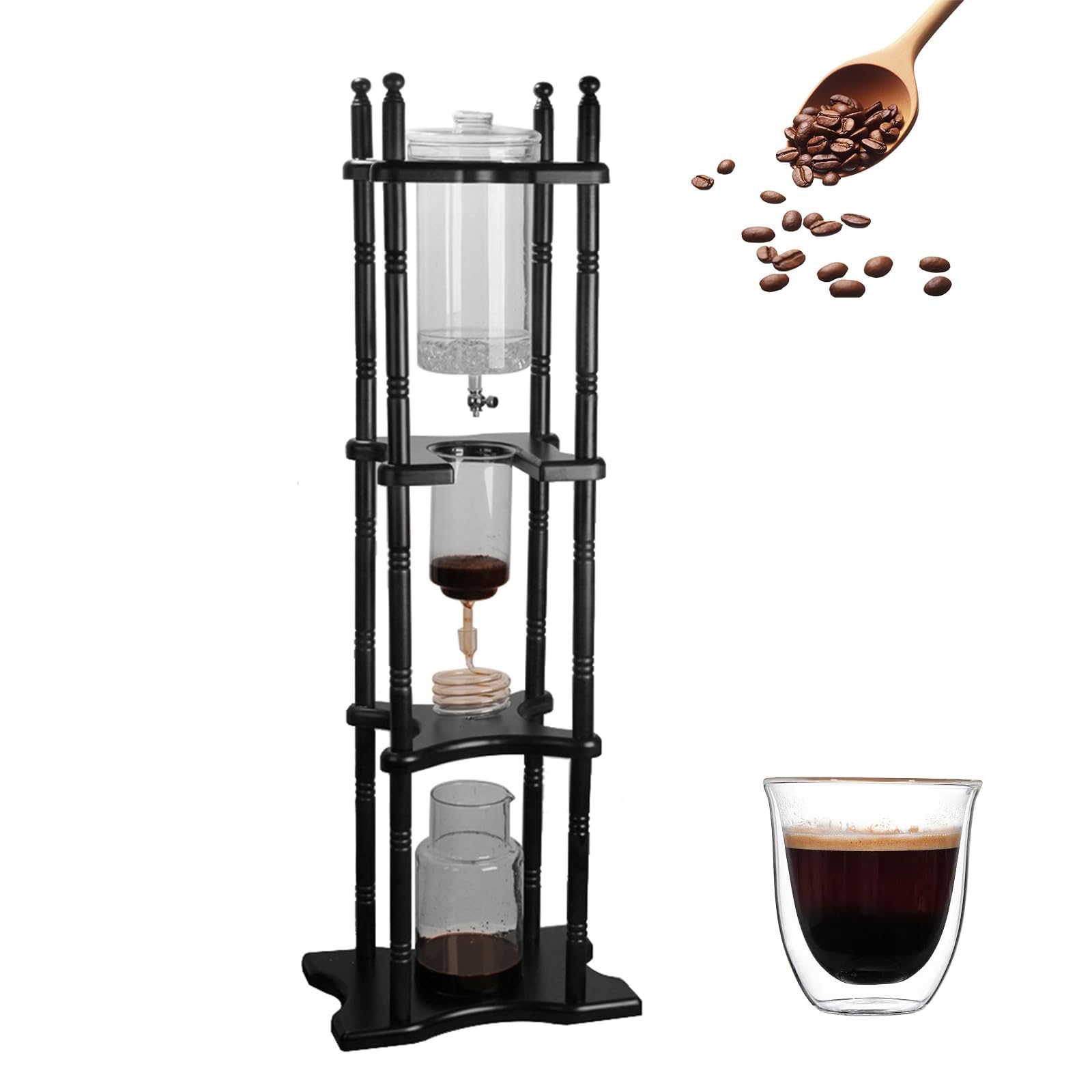 Cafetera Cold Brew, sistema de goteo lento de madera con gotero ajustable para uso doméstico y comercial