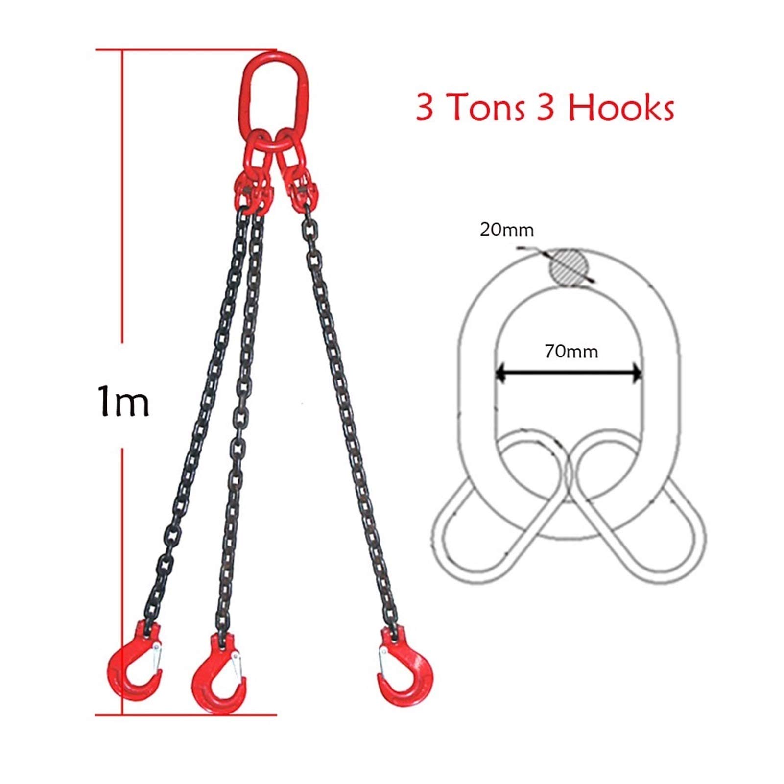 3 Way Chain Sling 3 Ton Capacity With Hooks Industrial 3-Way Lifting ...