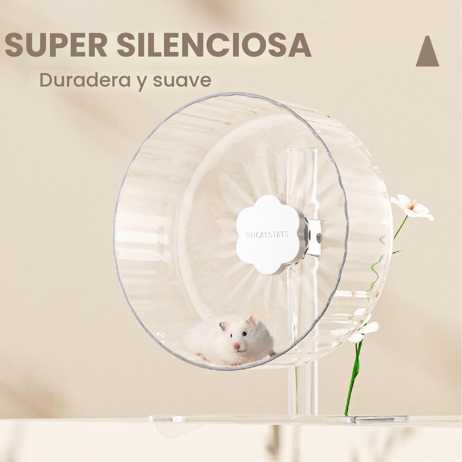 BUCATSTATE Rueda para Hámsters, 21cm Silenciosa Hámster Running Wheel, Juguete de Hámster, Transparente Rueda de Ejercicio para Mascotas para Hamster Gerbil Conejillo de Indias (Transparente)