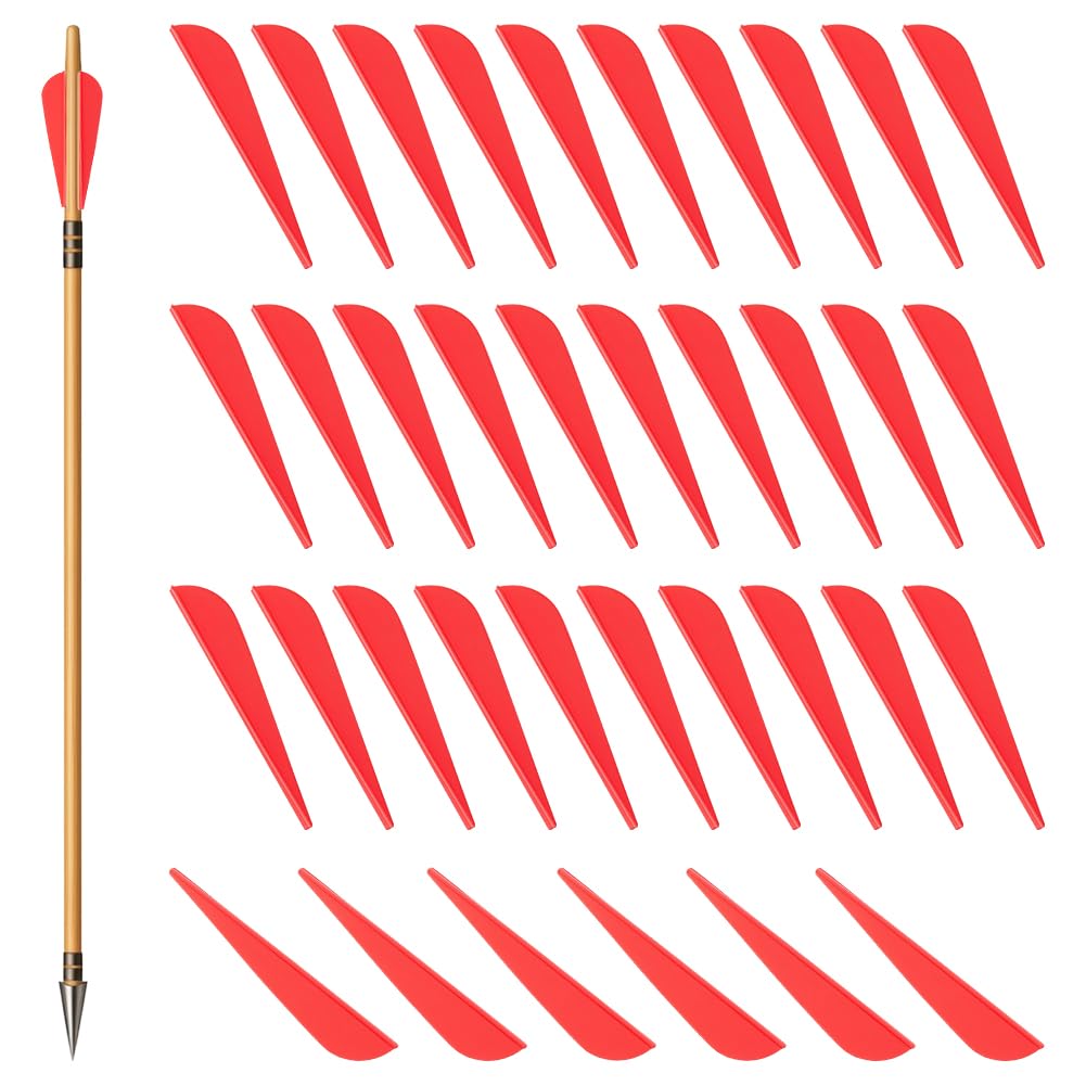 BENECREAT 100 Packs 7.5cm/3 Inch Arrows Vanes, TPU Feather Fletching Replacement Arrow Fletchings for DIY Archery Hunting Targeting Arrows, Red — image 1