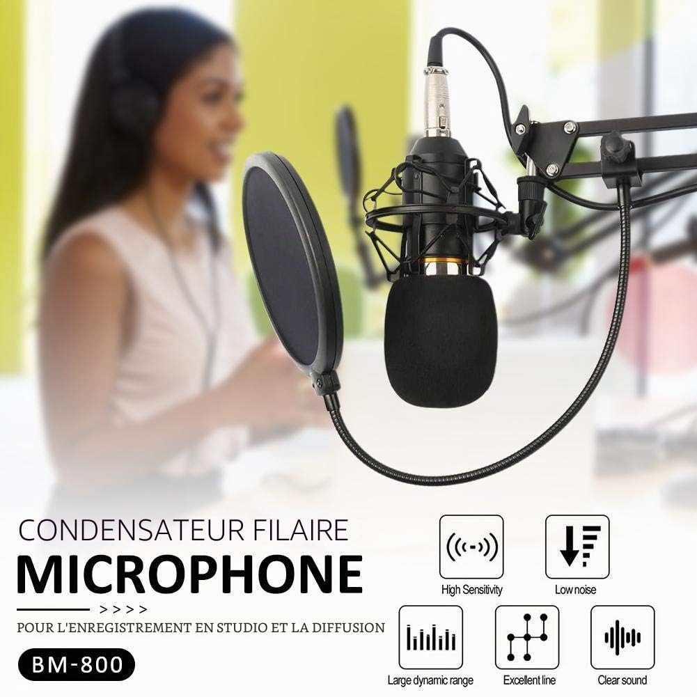 Microphone BM 800 pour studio à condensateur, enregistrement vocal, karaoké, microphone pour ordinateur PC de YIDOBLO