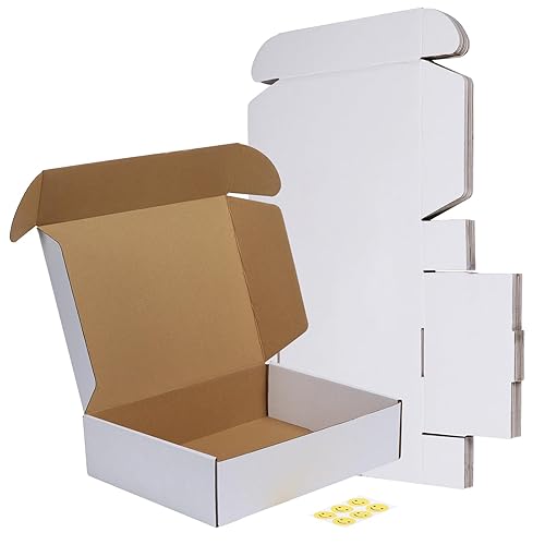 RLAVBL 12x9x3 Shipping Boxes Set of 6, White Corrugated Cardboard
