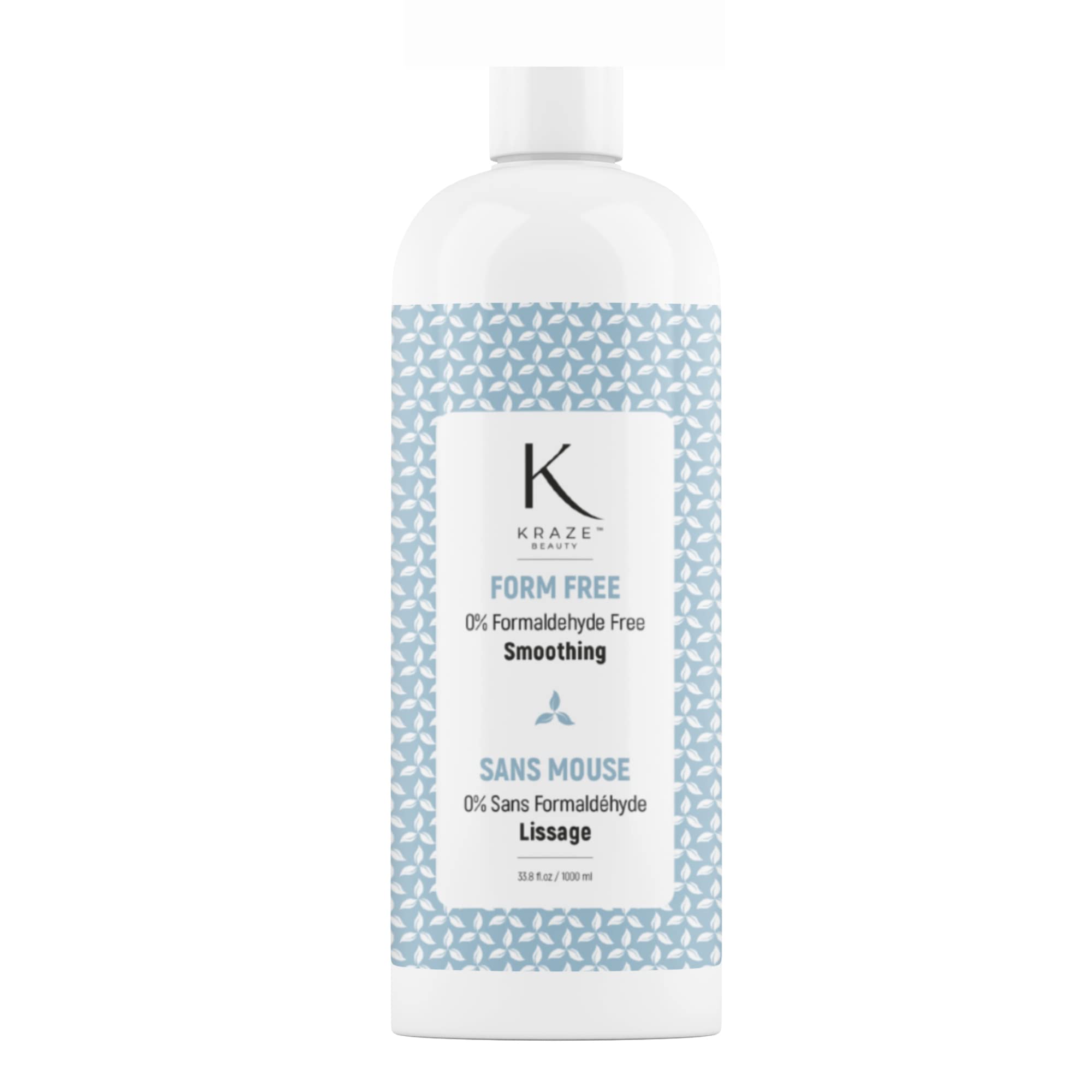 kraze beauty Formaldehyde Free Keratin Smoothing Hair Treatment - Professional Brazilian Complex Blowout Straightening For Silky Smooth & Frizz Free Hair - 33.8 Fl.Oz