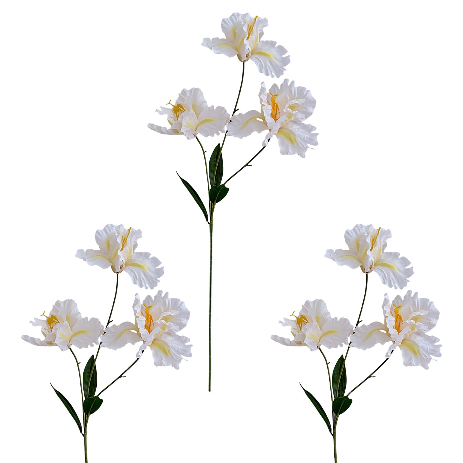 ZEPFJHE Beautiful 3 of Simulated Irises Flower Sturdy Silk Arrangement Fading Resistant Artificial Stems for Parties Realistic Blossomy Decors
