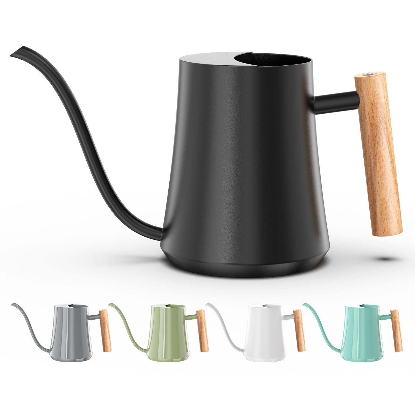 Green Moon 1L/35oz Metal Watering Can Indoor with Long Spout, Black