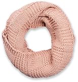 Tamaño: 64 x 33 cm aprox. styleBREAKER fular de tubo de punto inglés, fular de tubo de invierno monocolor, chal de punto, unisex 01018151, color:Rosa palo