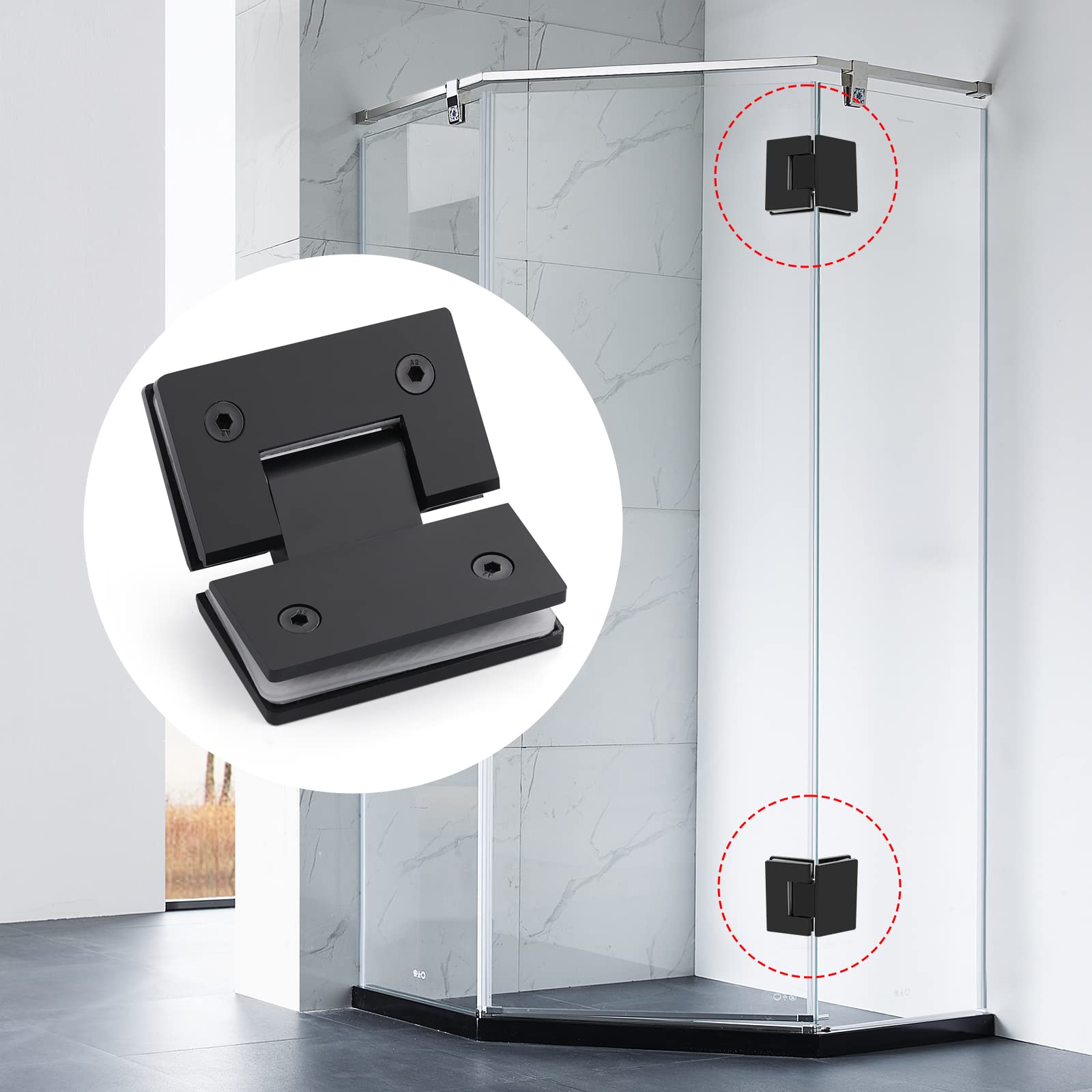 Glazen Deur Clip Klem Scharnieren - 180 Graden - 2 Stuks - Glasdikte 5-8mm - Geen Boren