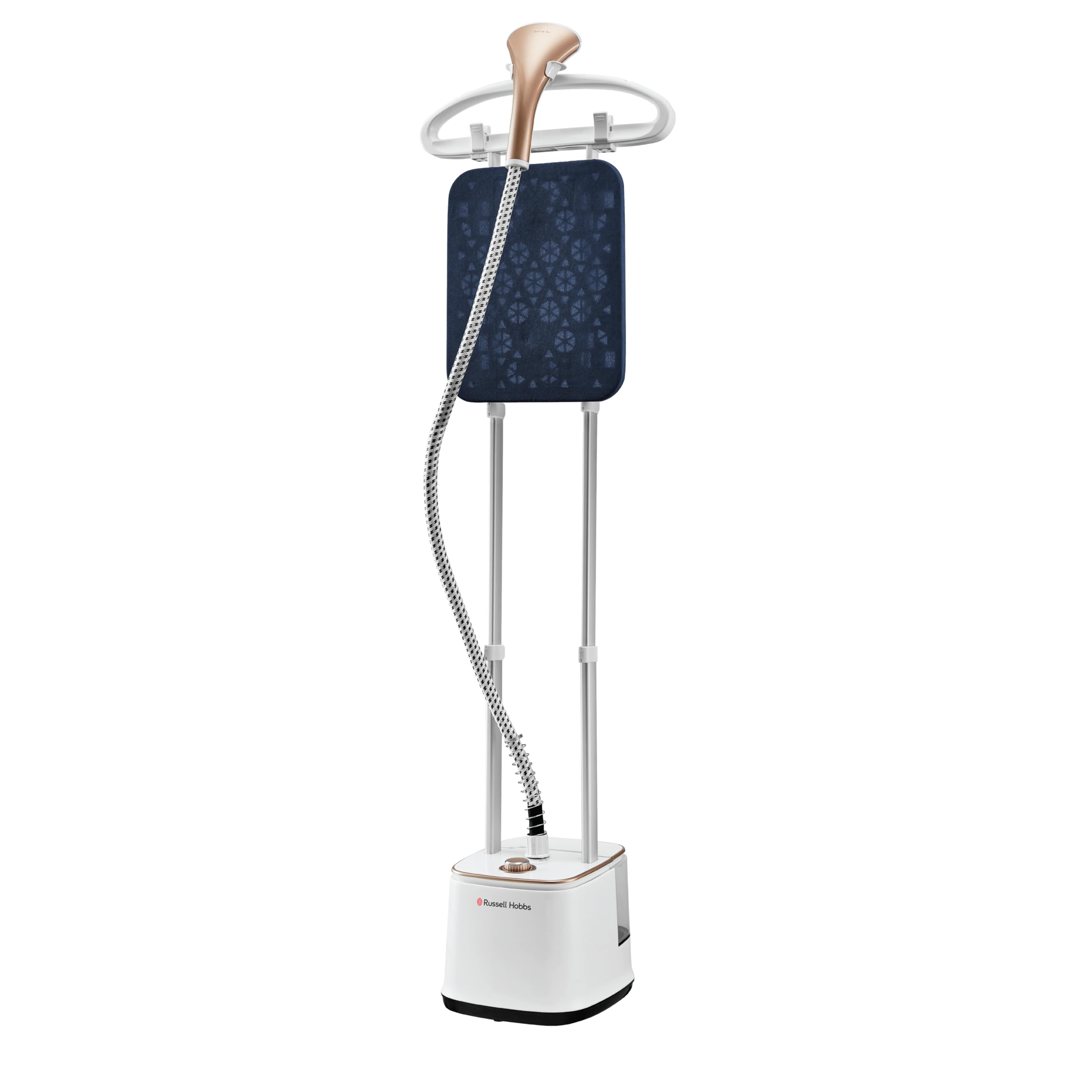 Russell Hobbs 2000 W Double‑Pole Garment Steamer | 10‑Level Continuous 35 g/min Steam | Aluminum Head + Integrated Board & Hanger | 2.4 L Tank, Auto‑Shut‑Off Safety | 2 Yr Warranty (RGS2000PROM)-image-20
