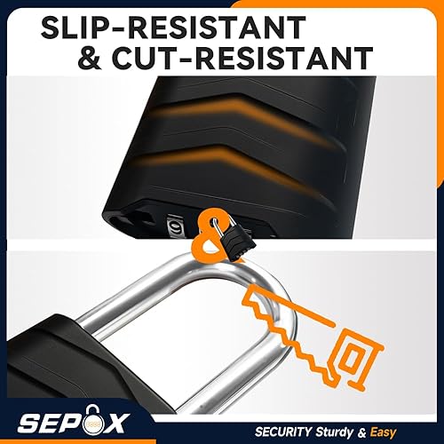 Miniatura 7 de SEPOX 2 candados de combinación grande, grillete extra largo de 2-58 pulgadas, bloqueo combinado al aire libre de 2.2 pulgadas, cuerpo de aluminio