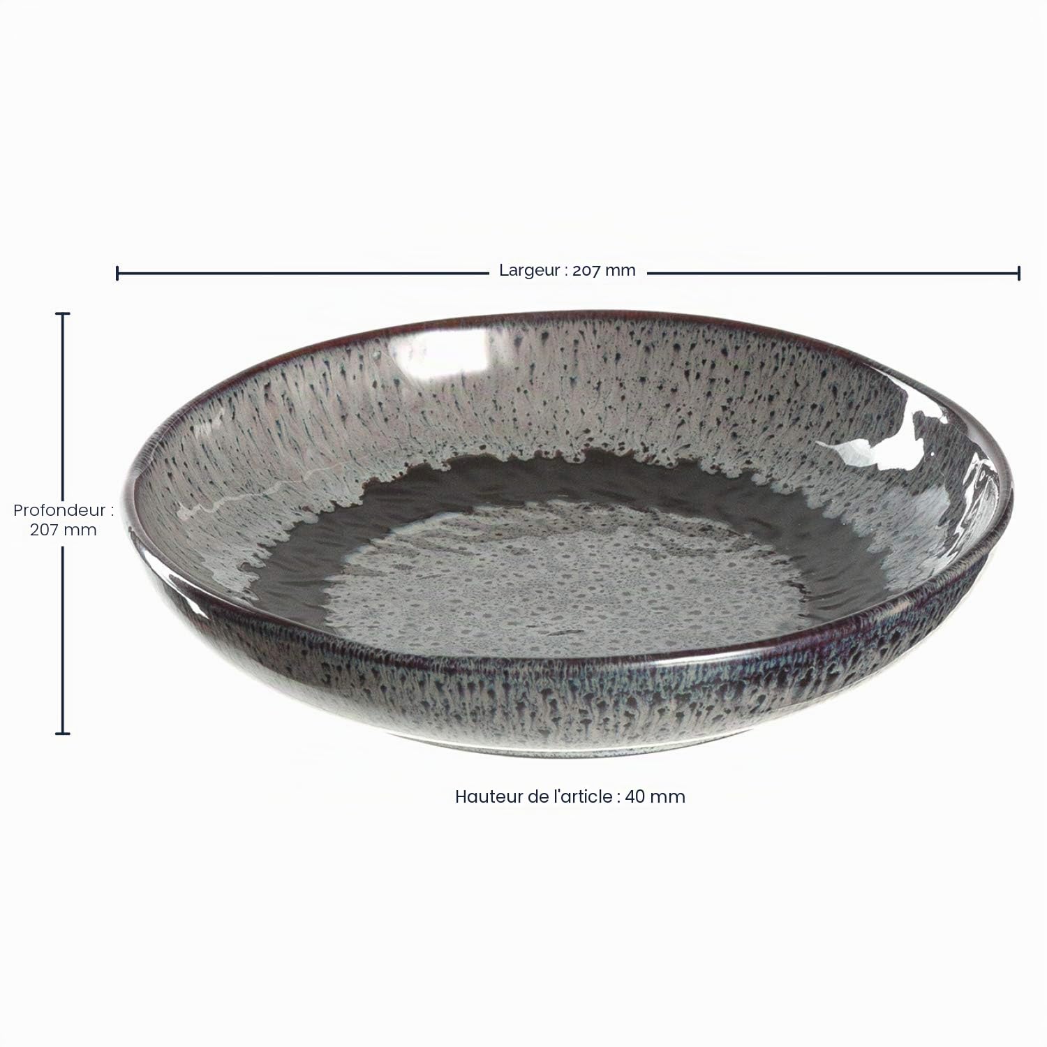 LEONARDO HOME 018562 MATERA Lot de 6 assiettes en céramique Anthracite
