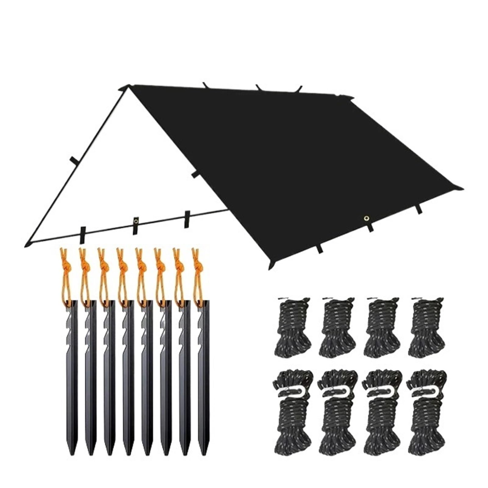 Tent tarp 19 Hang Point Tarp Waterpoof Survival Bushcraft Sun Shelter Beach Shade Tent Outdoor Canopy Backpacking Tourist 4x4 3x3meters(Black stlye 2,4x4m)