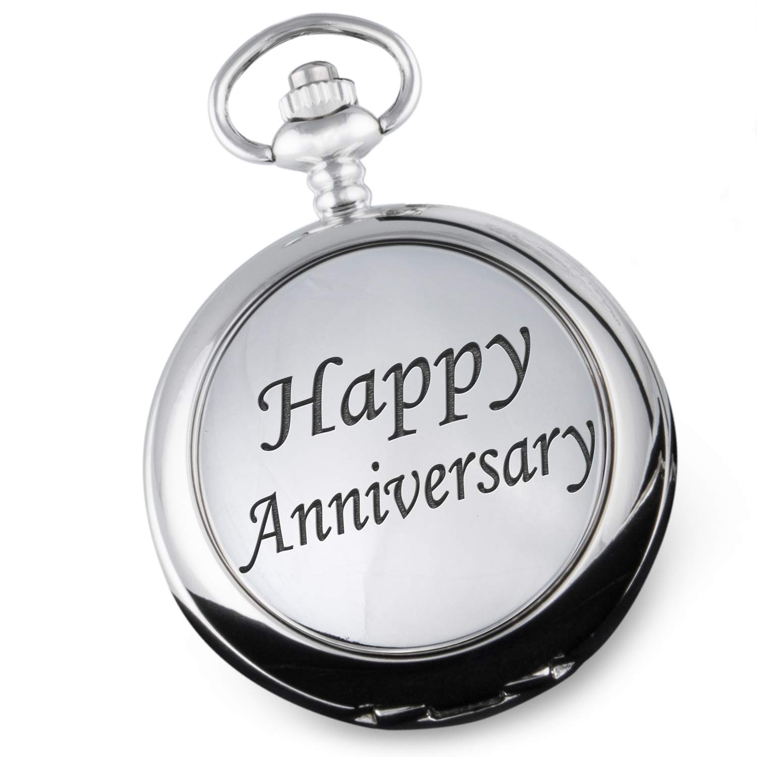 De Walden Men's Gift Boxed Engraved 70Th Anniversary Mother Of Pearl Pocket Watch With Pewter Happy Anniversary Case